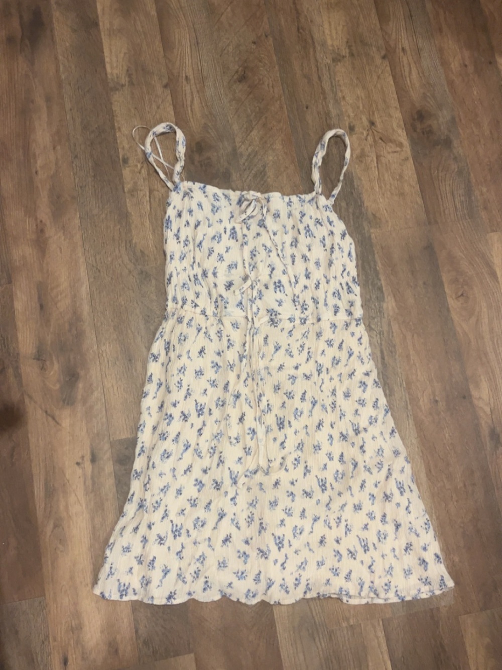 Cream Sundress with Blue Floral Print